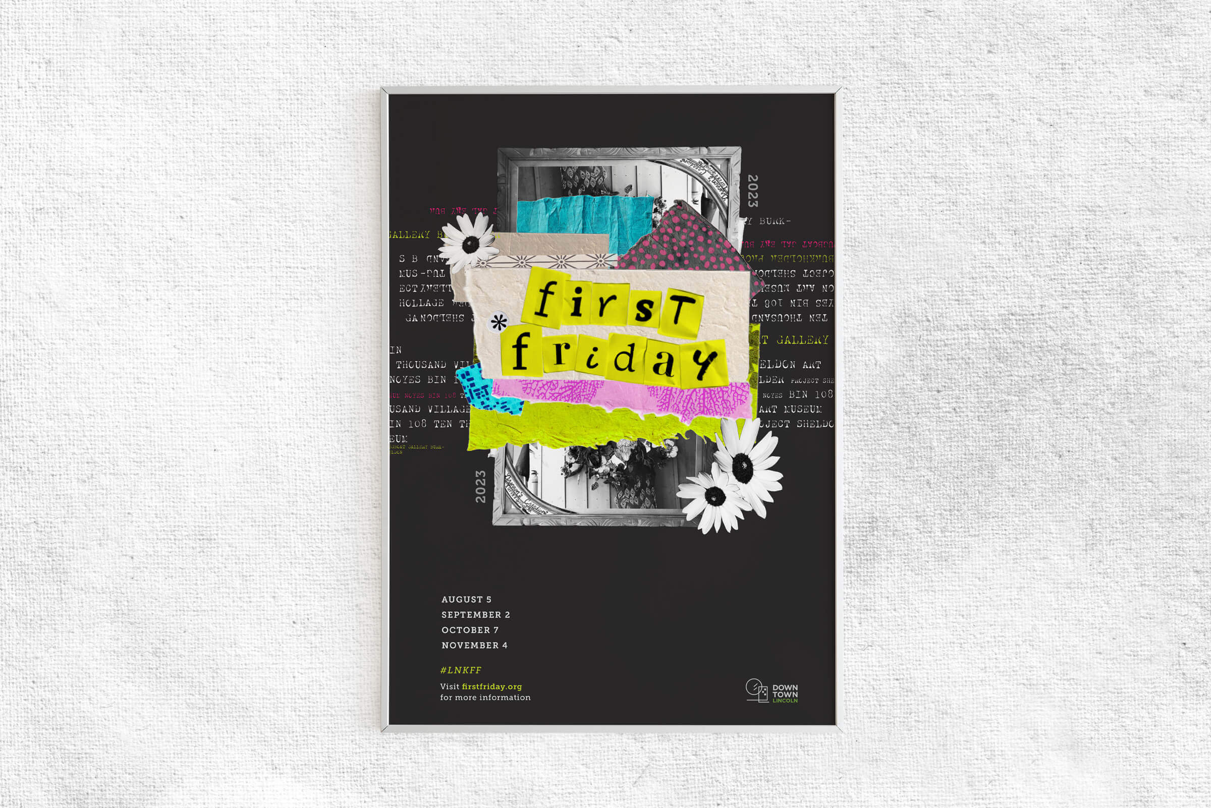 Photo of a poster design advertising First Friday events
