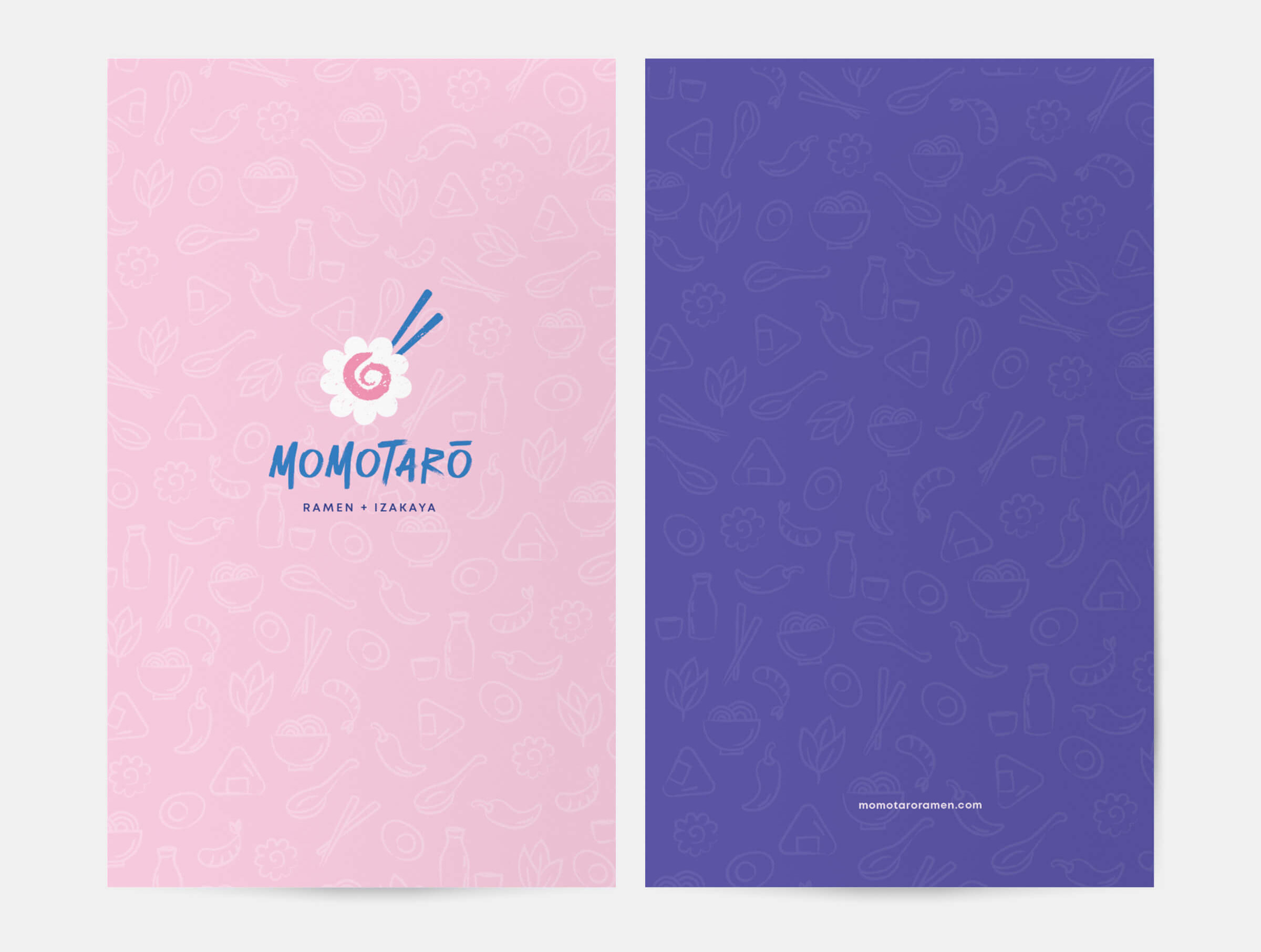 The front and back of the Momotaro dinner menu